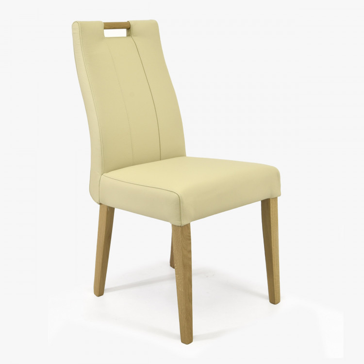 Dubová židle kožená, Jana kremova , Jídelní židle- 1