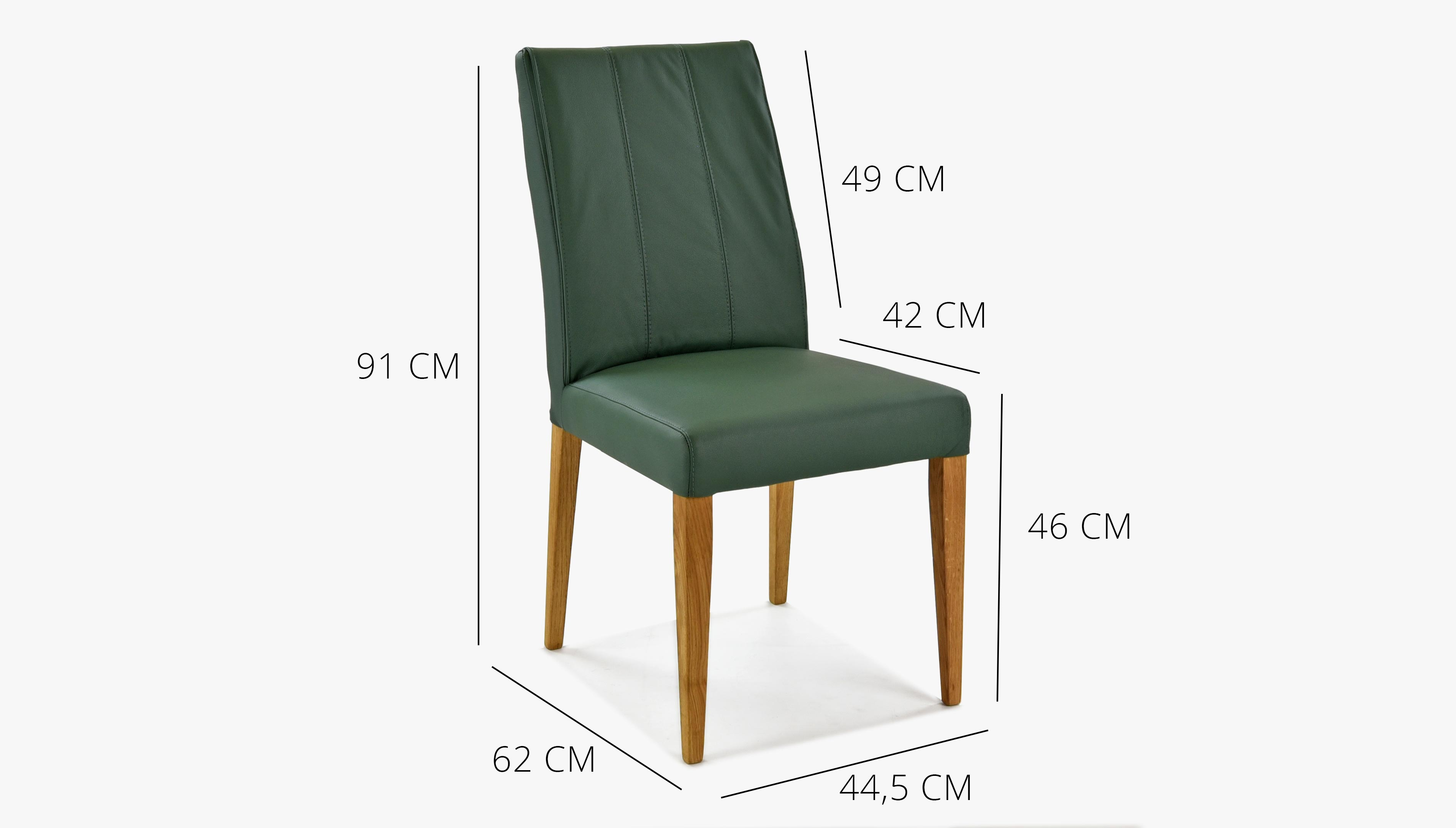 Židle pravá kůže - zelená barva Klaudia, nohy dub