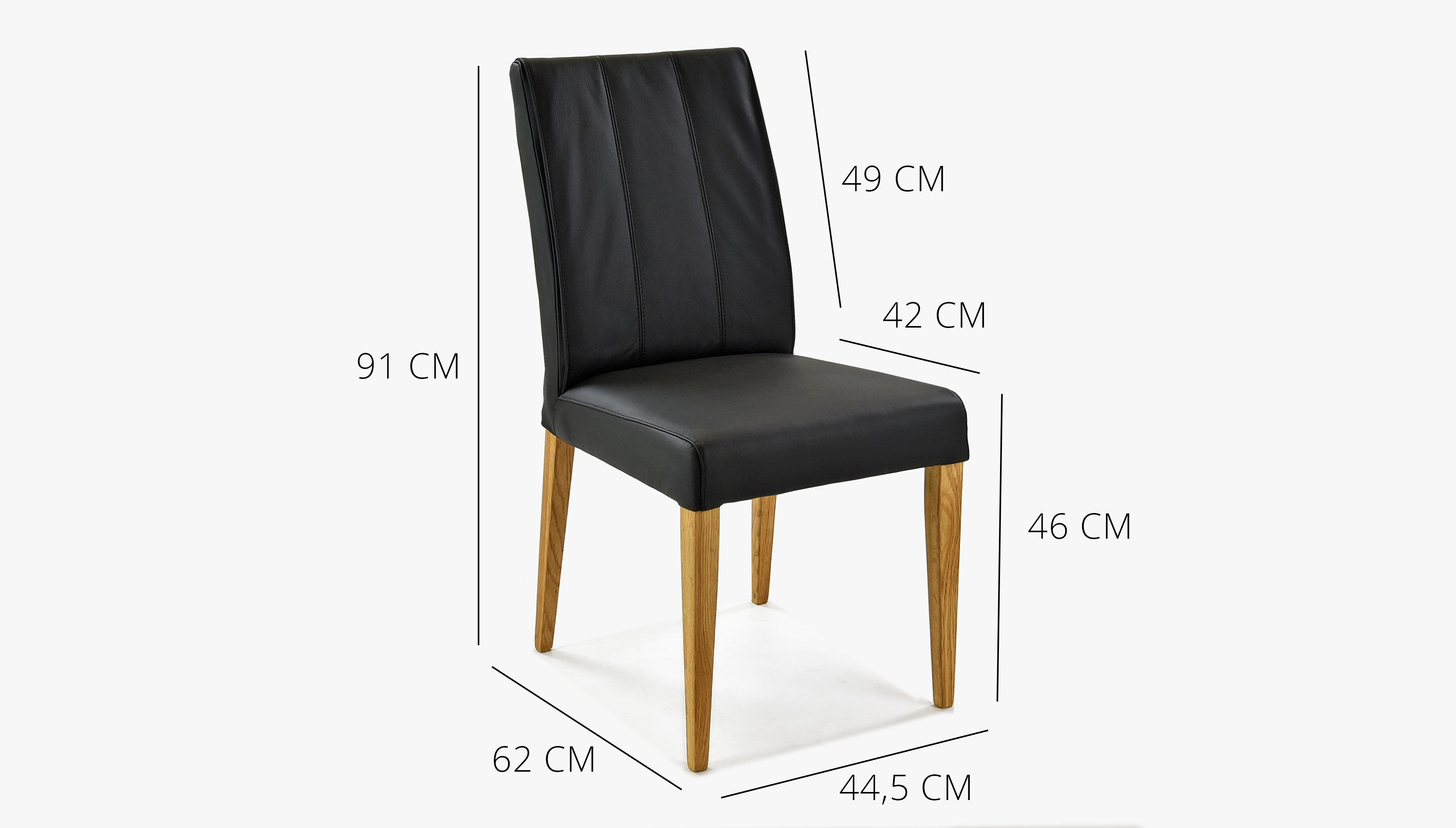 Židle pravá kůže - černá barva Klaudia, nohy dub
