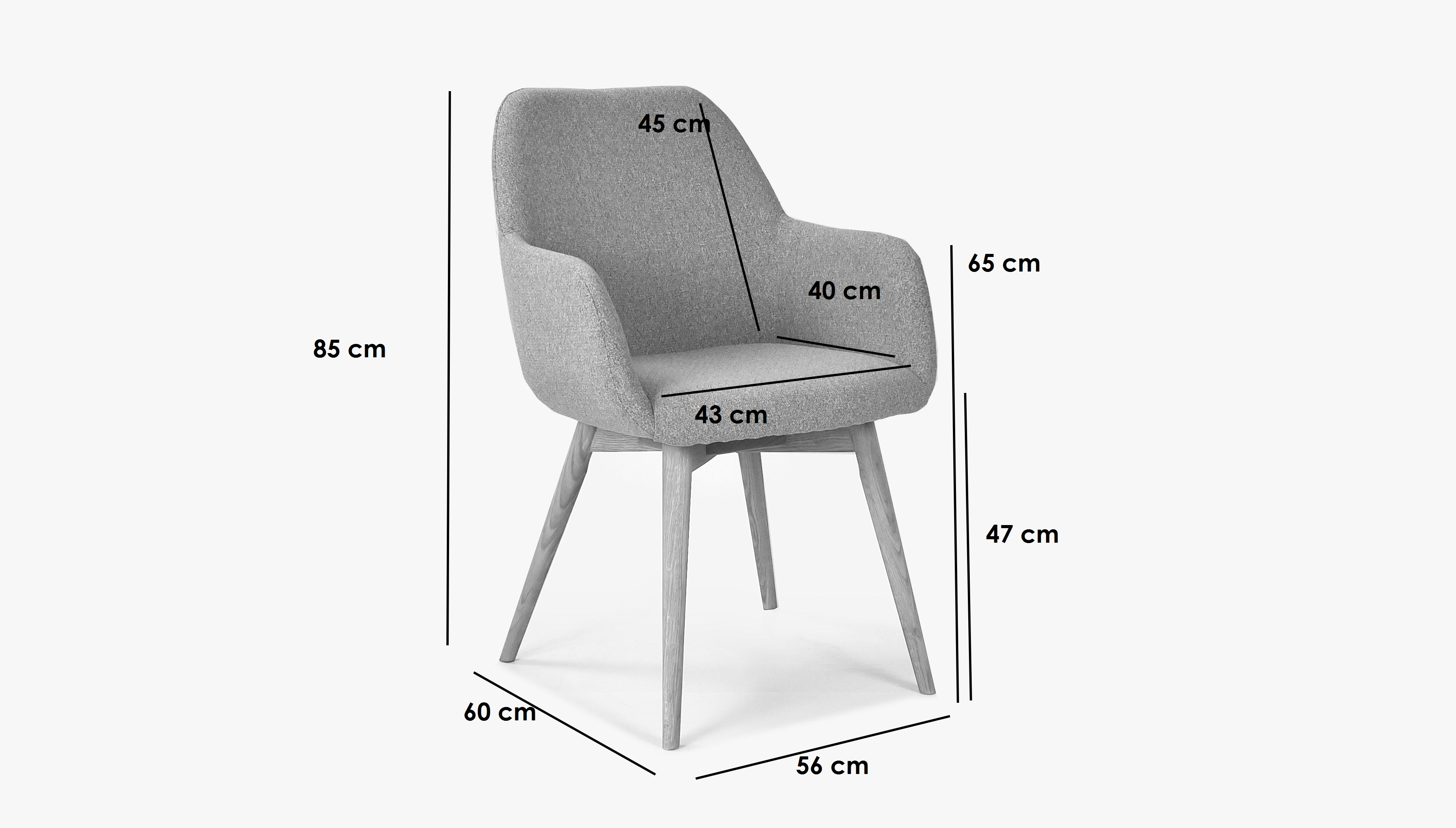 Designová židle s područkami, Sky světle šedá