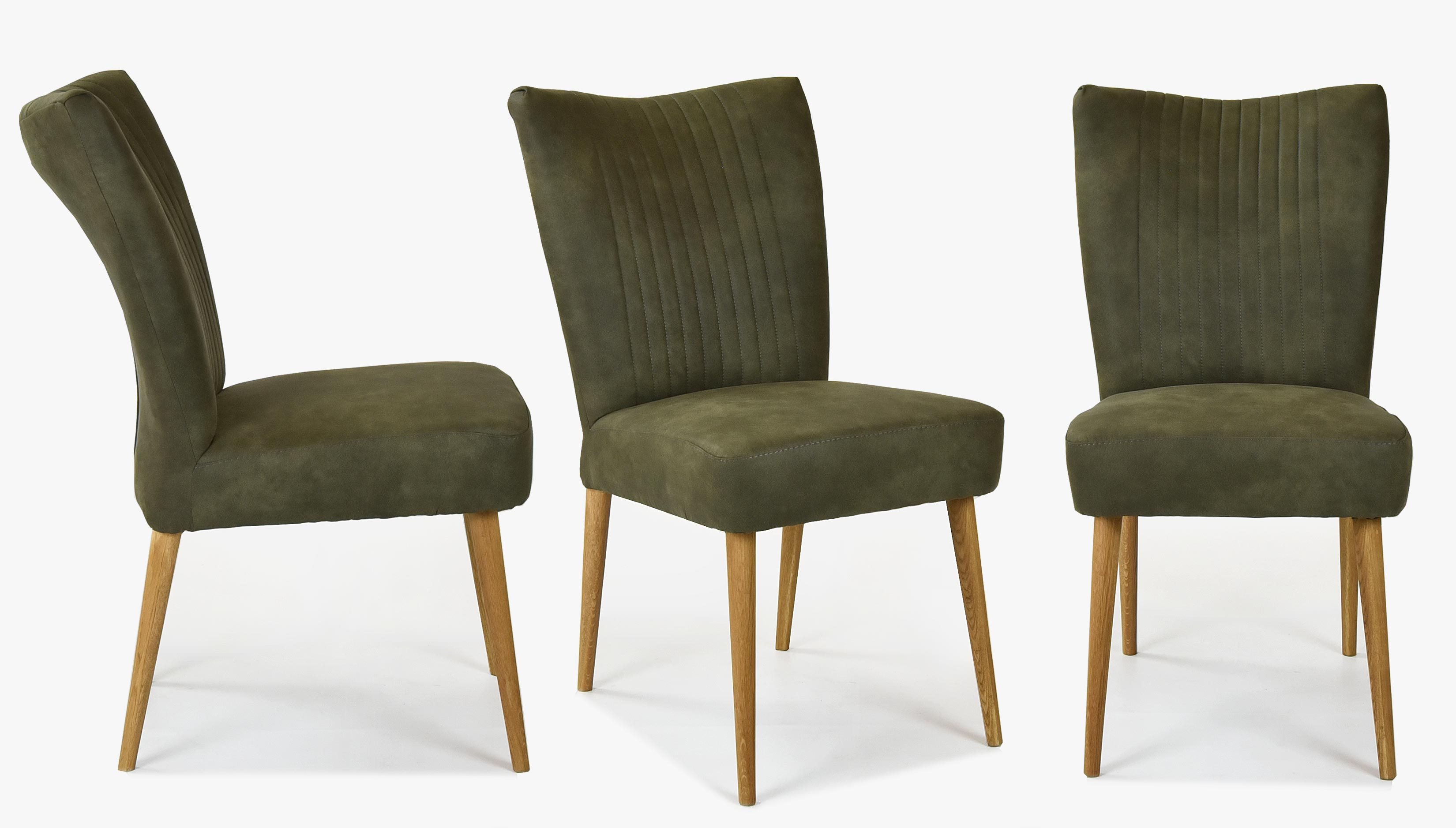 Elegantní židle Valencia - kulaté nohy dub, olivová zelená