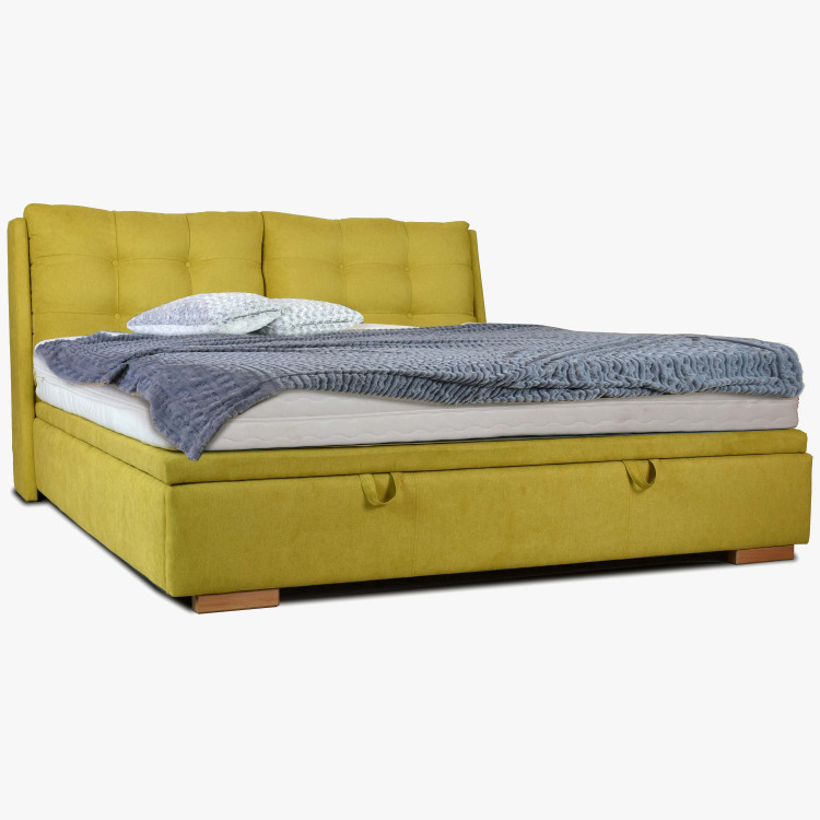 Látková postel 180 x 200 s úložným prostorem žlutá, Novi , Postele- 3