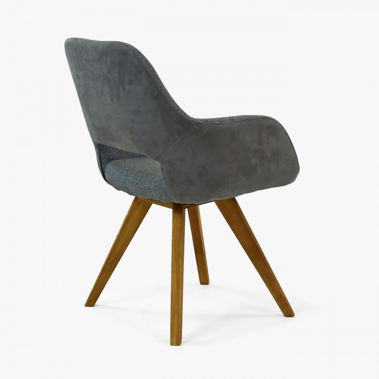 Židle s opěrkami, nohy dub barva tmavě šedá , Jídelní židle- 3