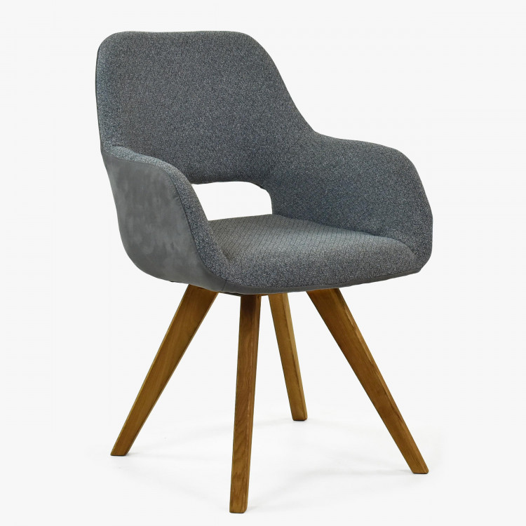 Židle s opěrkami, nohy dub barva tmavě šedá , Jídelní židle- 1