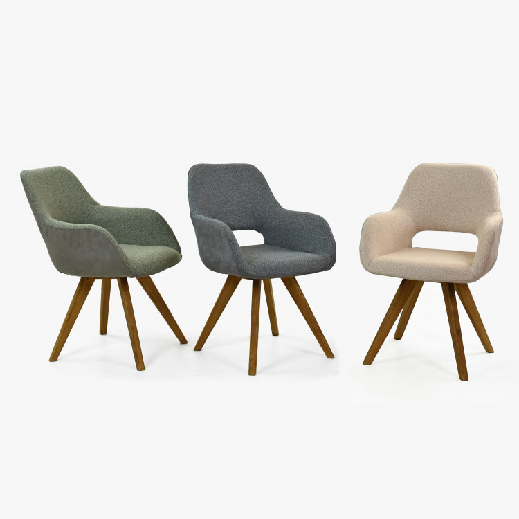 Židle s opěrkami, nohy dub barva béžová , Jídelní židle- 4