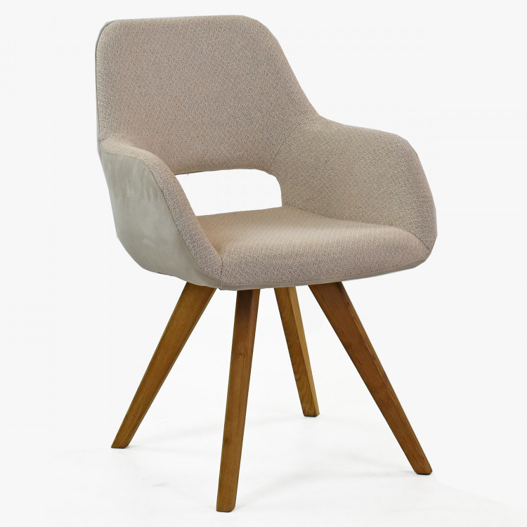 Židle s opěrkami, nohy dub barva béžová , Jídelní židle- 1