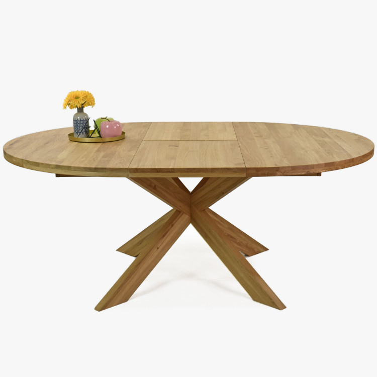 Rozkládací okruhlý stůl z masivu dub a židle , Jídelní sety- 5