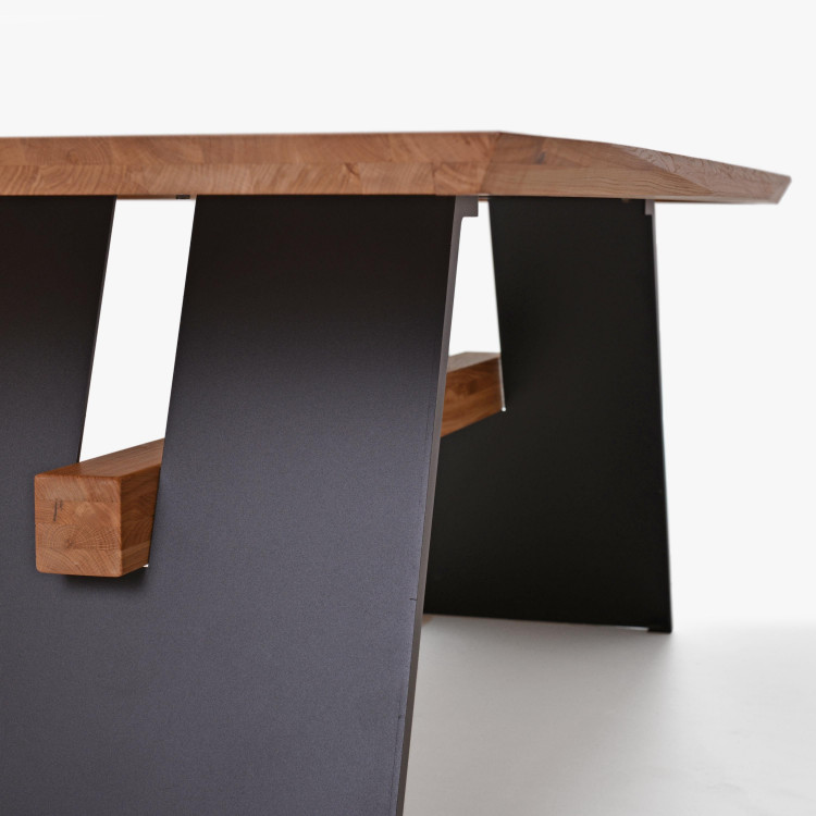 Jídelní stůl s kovovými černými nohama, 200 x 100 cm , Jídelní stoly- 8