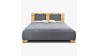 Látková postel v tmavé barvě s dřevěným čelem , Postele- 5