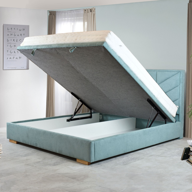 Čaluněná postel 160 x 200 s úložným prostorem mátová, alma , Postele- 2