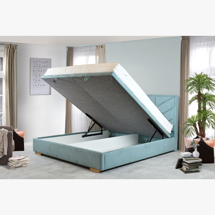 Čaluněná postel 160 x 200 s úložným prostorem mátová, alma , Postele- 8