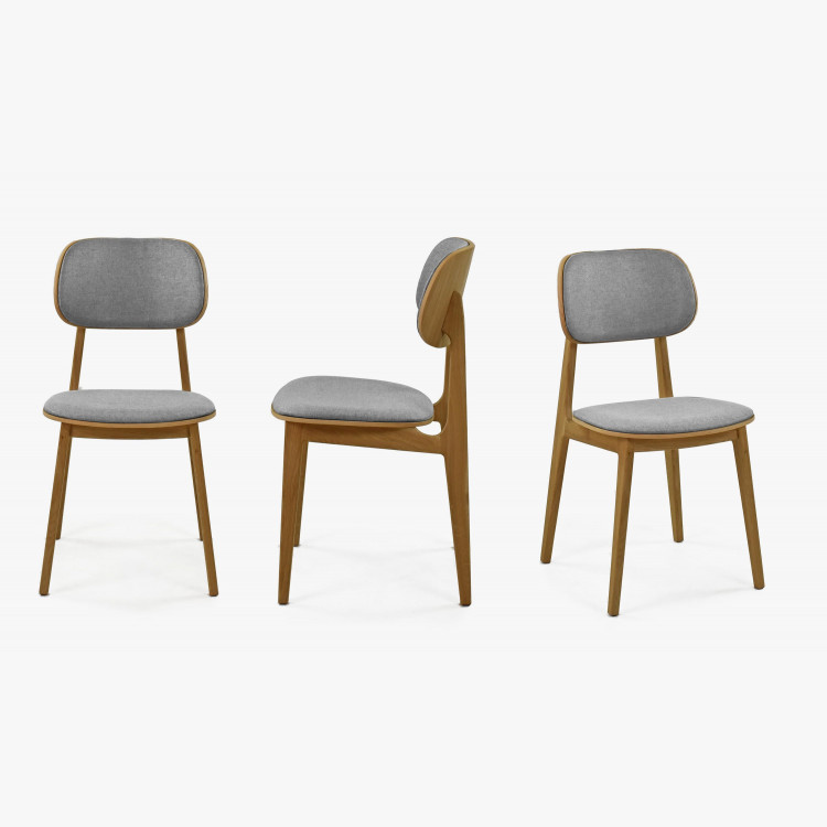 Moderní židle dub, barva čalounění šedá , Jídelní židle- 6