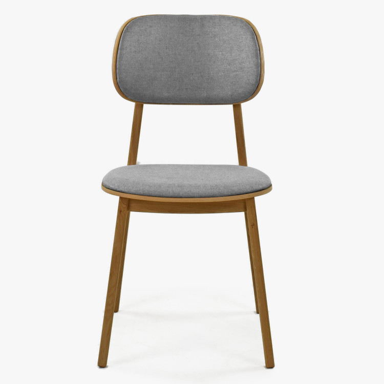 Moderní židle dub, barva čalounění šedá , Jídelní židle- 4