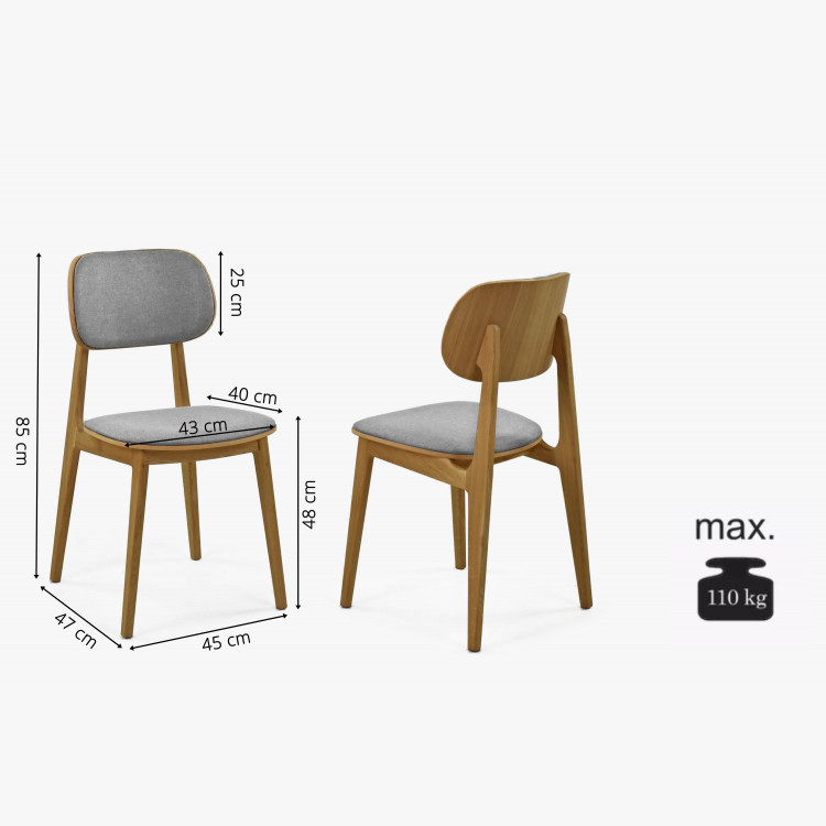 Moderní židle dub, barva čalounění šedá , Jídelní židle- 9