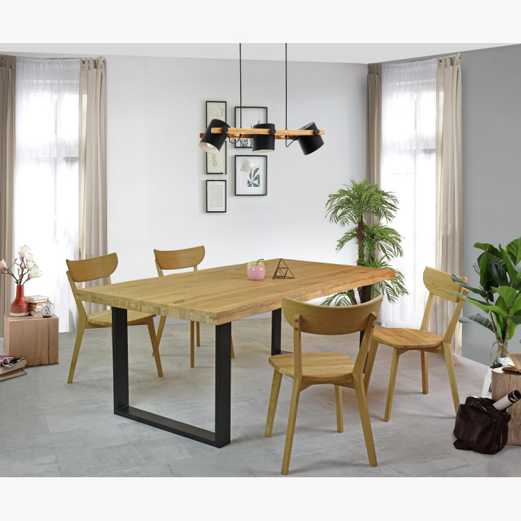 Jídelní stůl z dubového dřeva 200 x 100 cm, přírodní vzhled , Jídelní stoly- 6