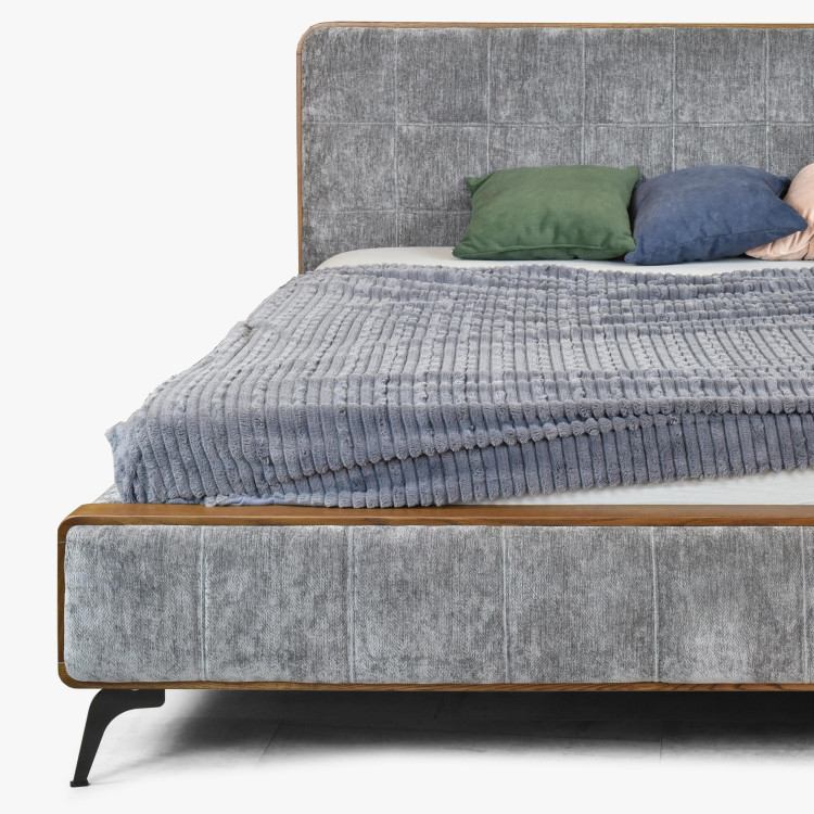 Látková manželská postel na nožičkách 180 x 200 , Dřevěný nábytek z masívu- 4