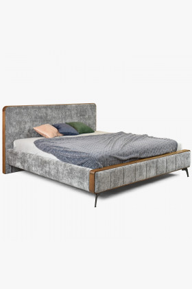 Látková manželská postel na nožičkách 180 x 200 , Dřevěný nábytek z masívu- 1