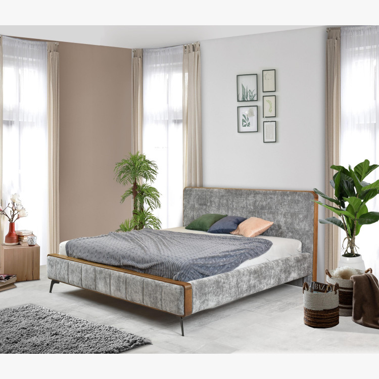 Látková manželská postel na nožičkách 180 x 200 , Dřevěný nábytek z masívu- 2