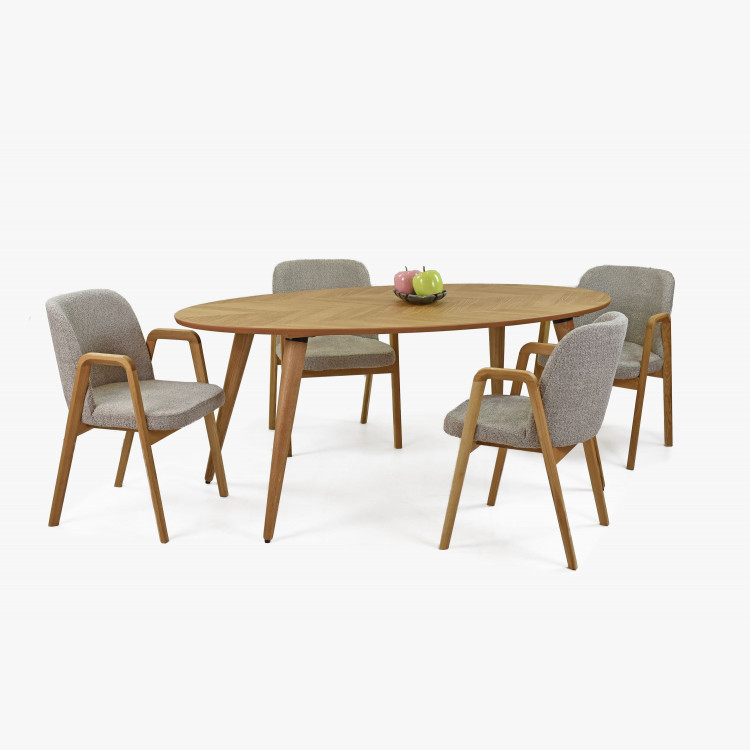 Oválný jídelní stůl 190 x 95 cm, barva dub , Jídelní stoly- 8