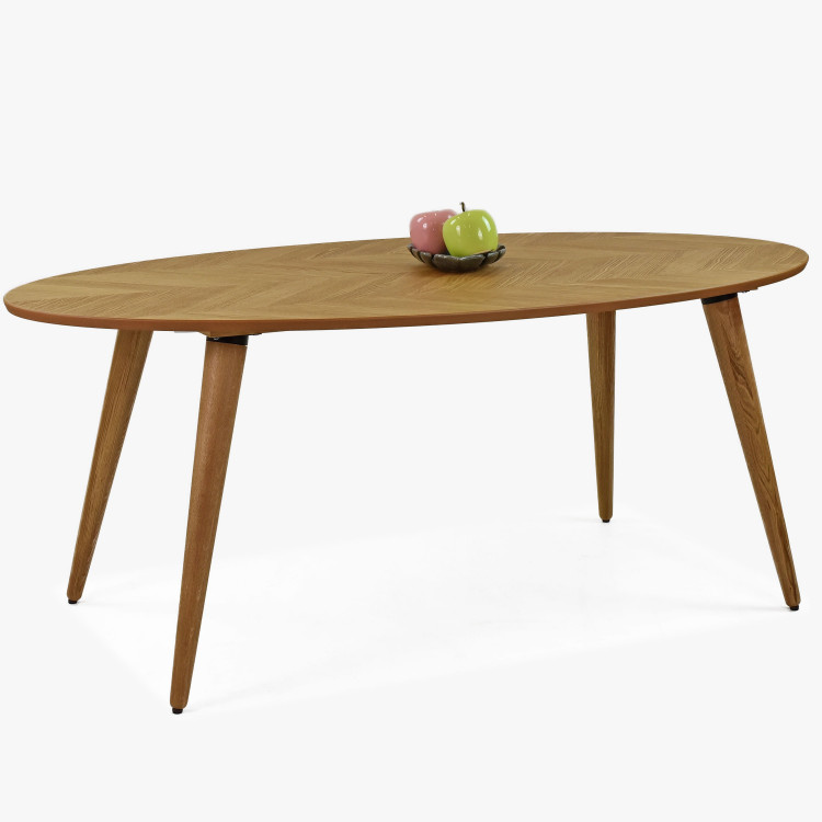 Oválný jídelní stůl 190 x 95 cm, barva dub , Jídelní stoly- 6