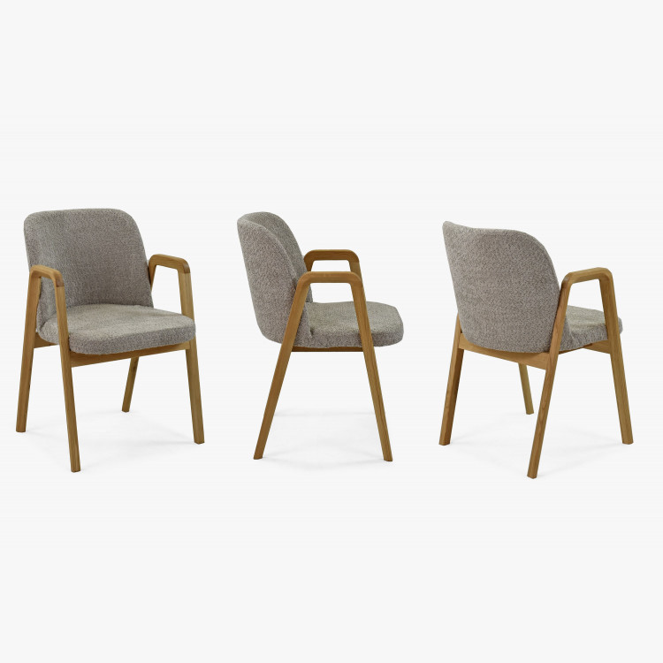 Moderní židle dub, barva čalounění Taupe , Jídelní židle- 6