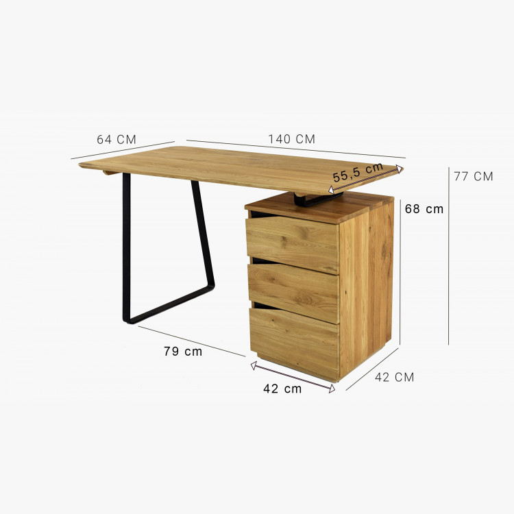 Dubový pracovní stůl, z černými kovovými nohami, Smak , Pc stoly- 3