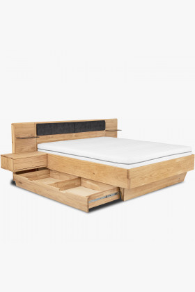 Dubová postel s nočními stolky a úložným prostorem , Dubové postele- 1