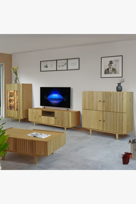 Luxusní nábytek do obývacího pokoje More - dubové lamely