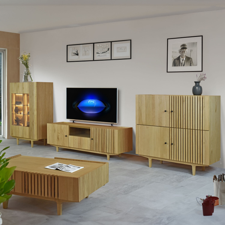 Luxusní nábytek do obývacího pokoje More - dubové lamely , Dubový nábytek- 1