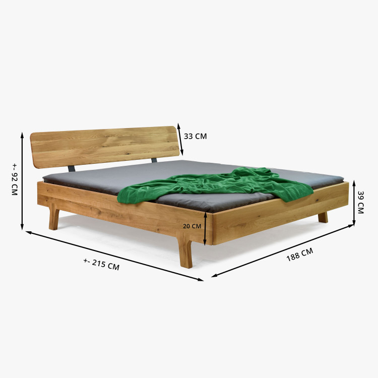 Zaoblená manželská postel z masivu dub 180 x 200 cm , Dubové postele- 9