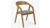 Zaoblená dubová židle s šedým čalouněním , Jídelní židle- 1