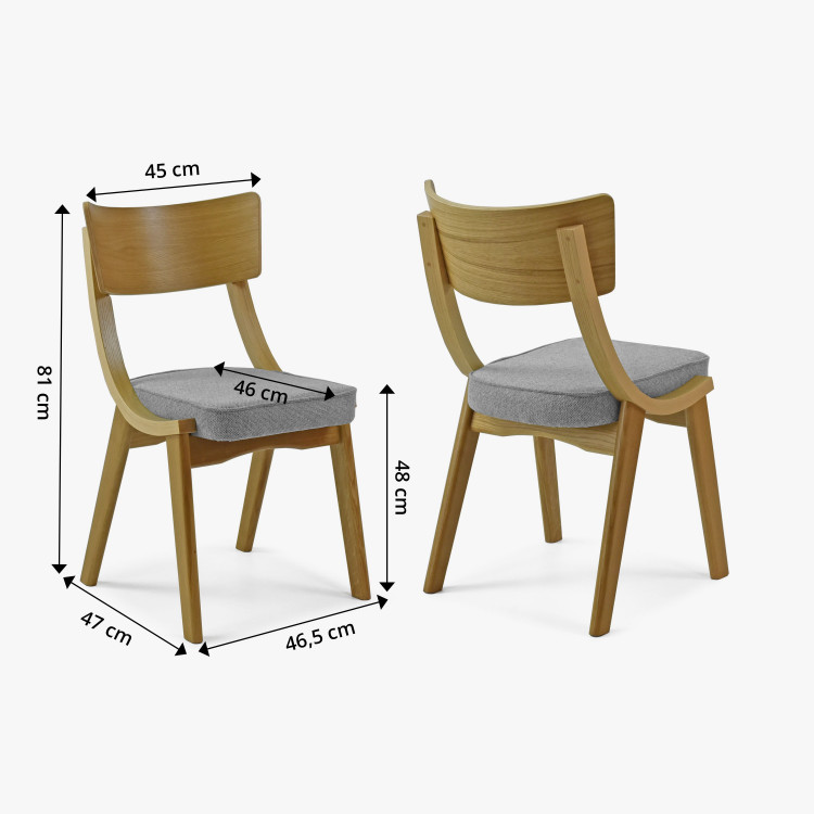 Jídelní židle dub s šedým čalouněním , Jídelní židle- 10