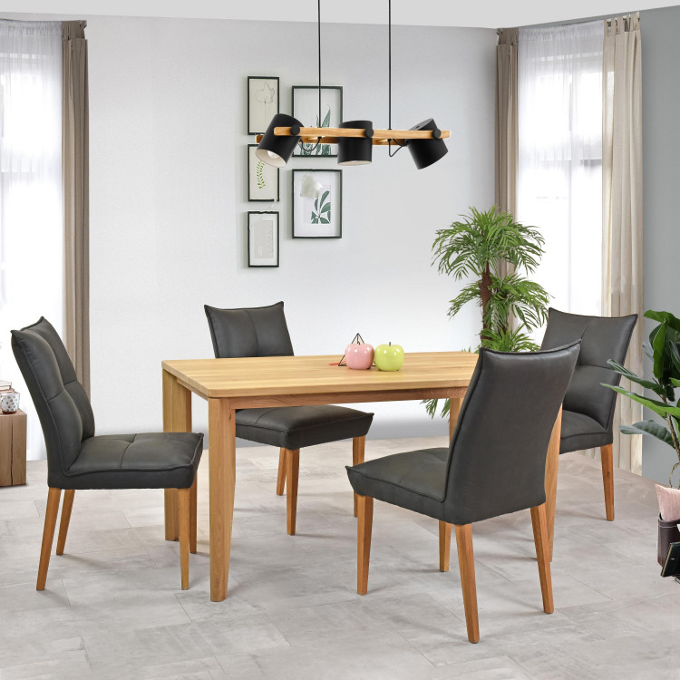 Set komfortní židle a stůl 140 x 80 masiv dub , Jídelní sety- 2