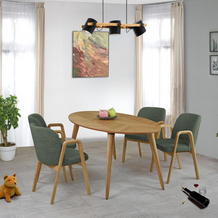 Moderní židle dub, barva čalounění zelená , Jídelní židle- 6