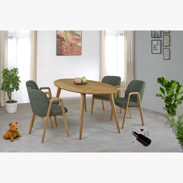 Moderní židle dub, barva čalounění zelená , Jídelní židle- 7