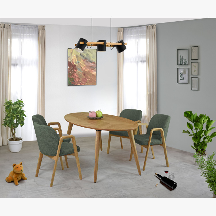 Moderní židle dub, barva čalounění zelená , Jídelní židle- 8