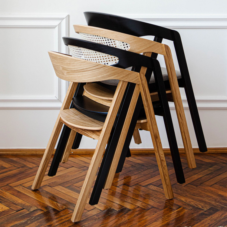 Stohovatelná dubová židle - celodřevěná , Jídelní židle- 2