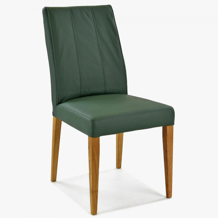 Židle pravá kůže - zelená barva Klaudia , Židle pravá kúže- 1