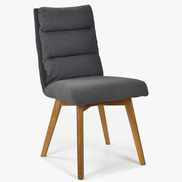 Pohodlná židle,Kampa - nohy dub, tmavě šedá , Jídelní židle- 1