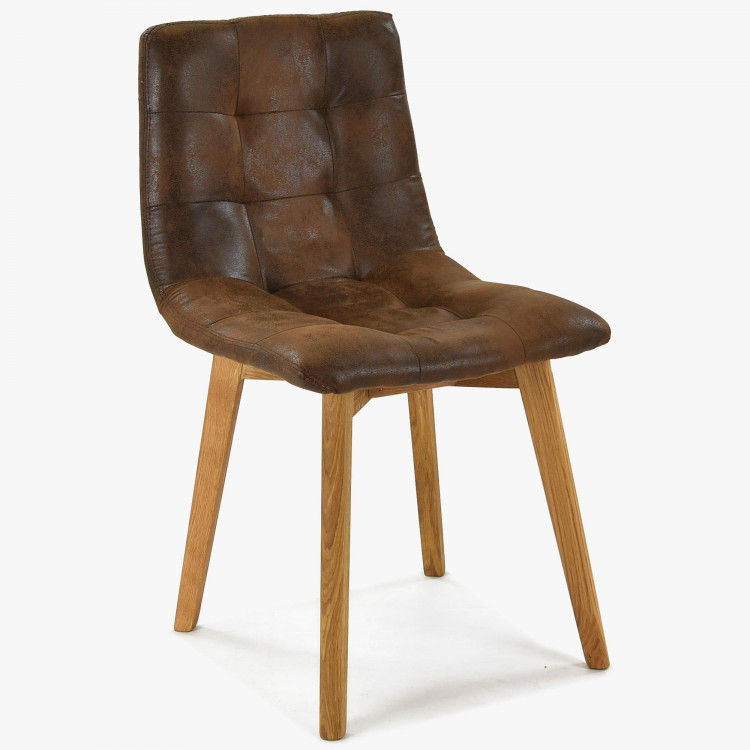 Dubová židle - hnědá imitace kůže, Leonardo , Jídelní židle- 1