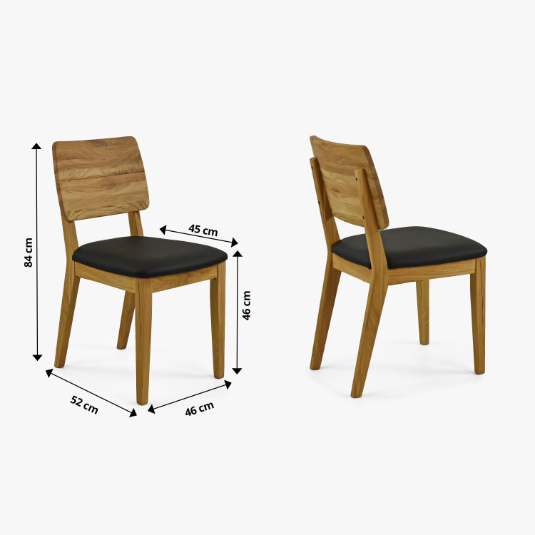 Jídelní židle dubová - kožený černý sedák , Jídelna- 6