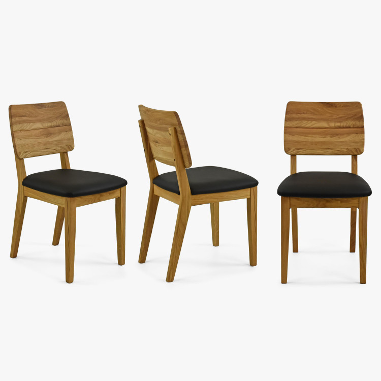 Jídelní židle dubová - kožený černý sedák , Jídelna- 2