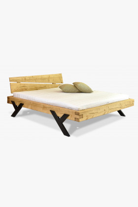 Designová postel z trámů, ocelové nohy ve tvaru Y, 160 x...