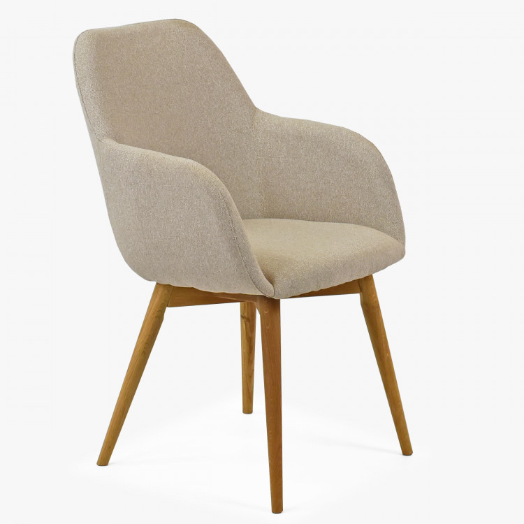 Designová židle s područkami, Sky béžová , Jídelní židle- 5