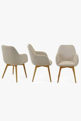 Designová židle s područkami, Sky béžová , Jídelní židle- 1 2