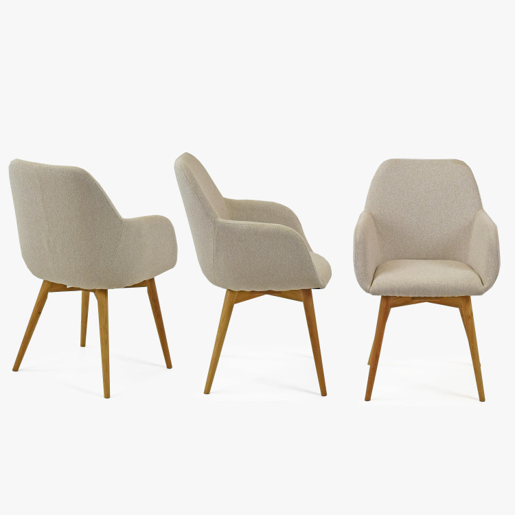 Designová židle s područkami, Sky béžová , Jídelní židle- 2