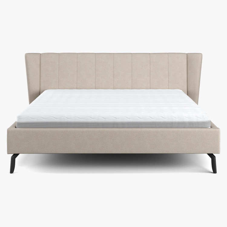 Čaluněná postel s úložným prostorem béžová, 180 x 200 cm , Postele- 4