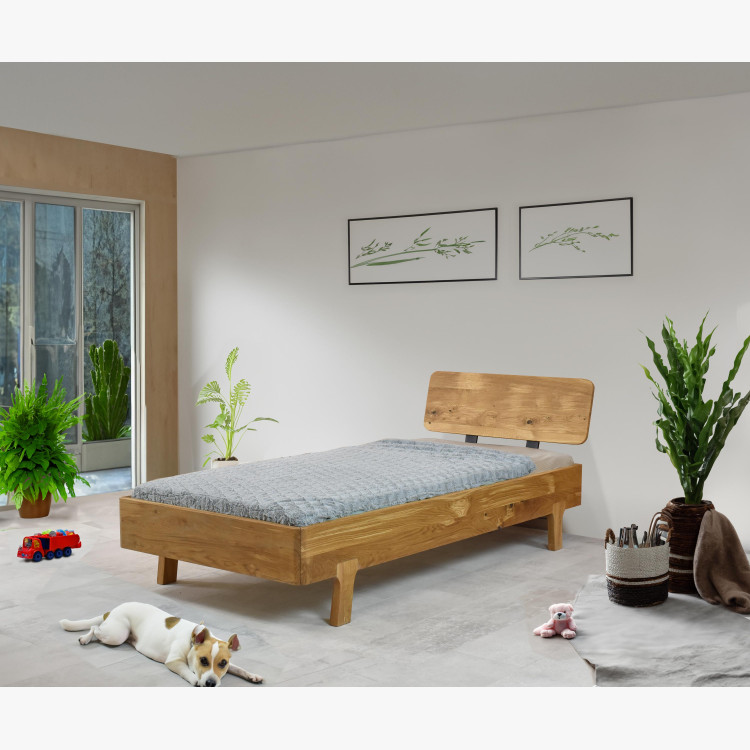 Jednolůžková postel z masivu dub 90 x 200 cm , Jednolůžkové postele- 4