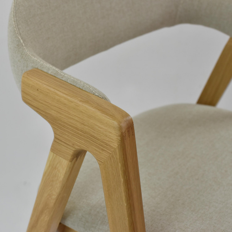 Moderní zaoblená židle dub, s béžovým čalouněním , Jídelní židle- 6