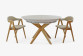 Moderní zaoblená židle dub, s béžovým čalouněním , Jídelní židle- 9